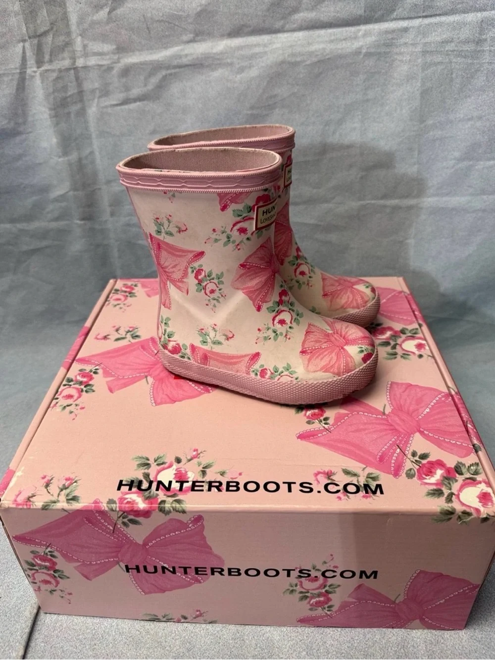 LoveShackFancy Pink Floral Kids Rain Boots 5c